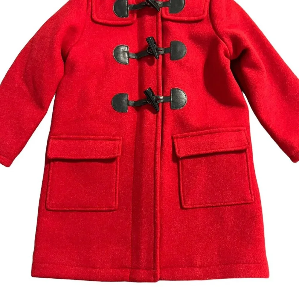 Baby Gap 4Y Red Wool Hooded Toggle Coat Peacoat